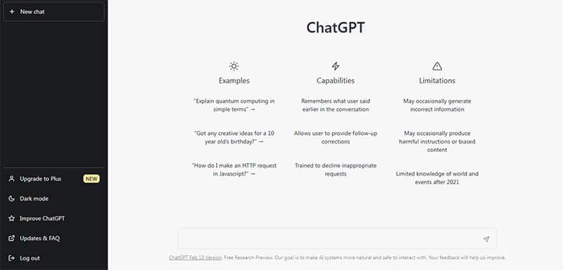 Главная страница ChatGPT